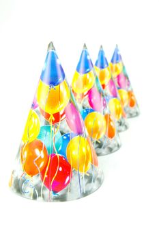 Party hats isolated against a white background