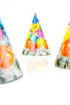 Party hats isolated against a white background
