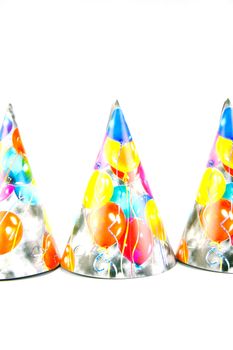 Party hats isolated against a white background