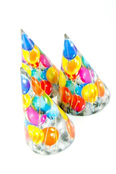 Party hats isolated against a white background