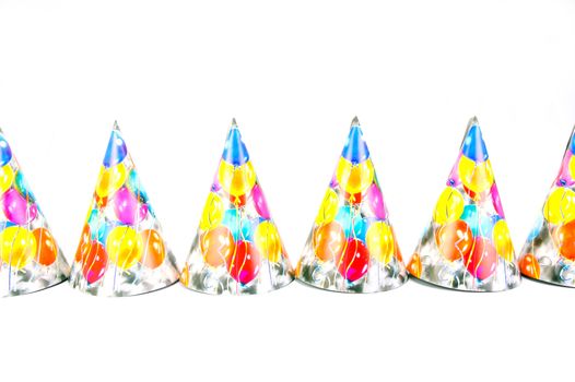 Party hats isolated against a white background