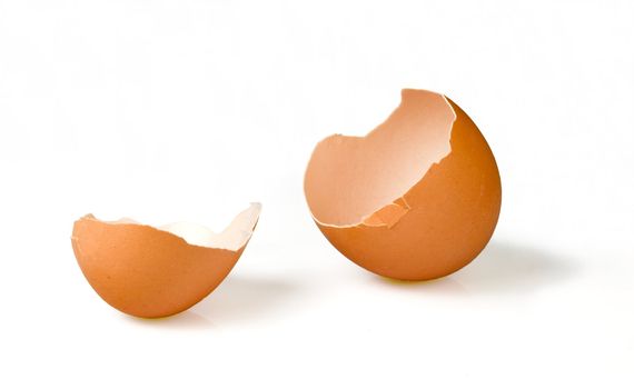 Broken empty egg in white background (with clipping path)