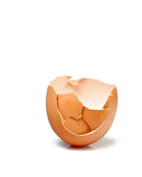Broken egg with some cracks and missing a part in white background (with clipping path)