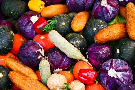 Group of different fruits and vegetables