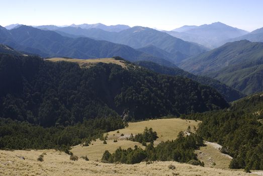 This is Taiwan National Park scenery, beautiful and majestic mountain and grassland.