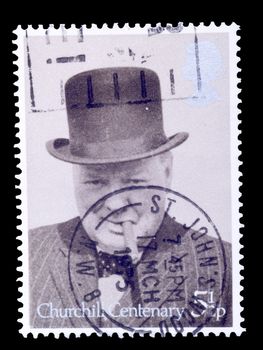 british postage stamp commemorating winston churchill