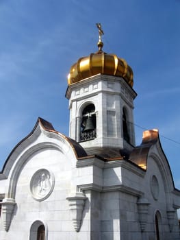 Great saint Christ church in Moscow on a background of blue sky