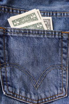Money, Pocket, Jeans, Trousers, Cloth, Blue, Green, Cotton, American Dollar