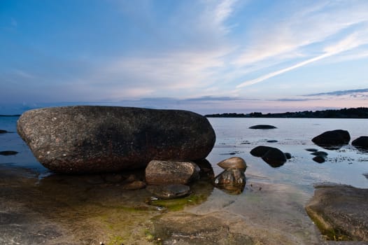 Sunset by the sea in sweden at summer