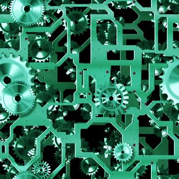 Seamless Mechanical Background with Cogs as Art