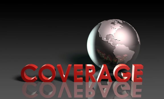 Global Coverage Service System Worldwide in 3d