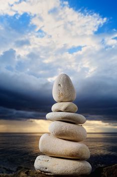 The pile of the pebbles on the sea shore