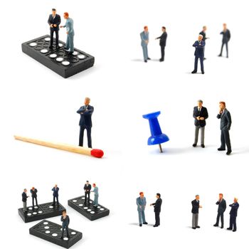 collection of small toy business man showing financial concept