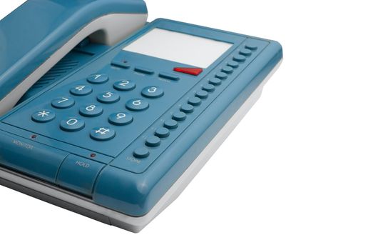 Simple blue plastic phone isolated on white background