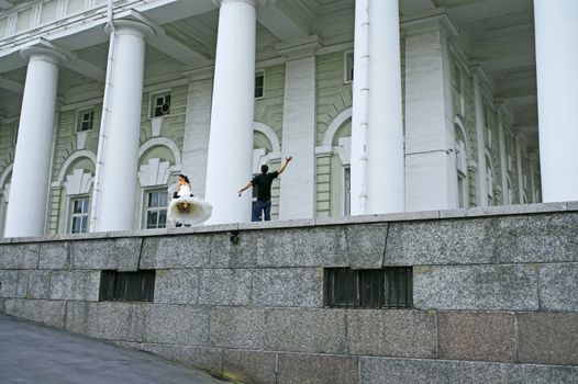 People having fun at a wedding party in Saint Petersburg, Russia.