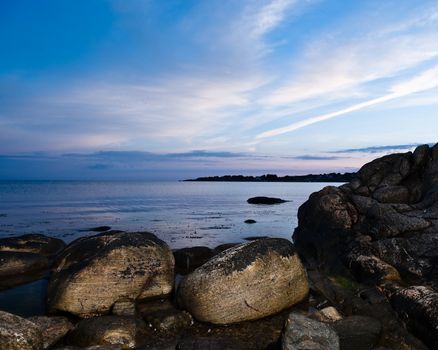 Sunset by the sea in sweden at summer