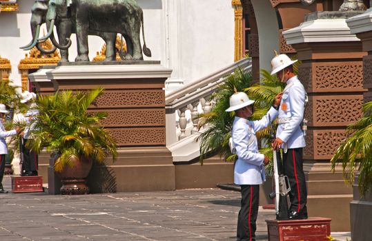 Changing of the Guards at the Grand Palace in Bangkok