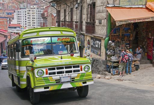 Local bus in the City of La Paz, Bolivia