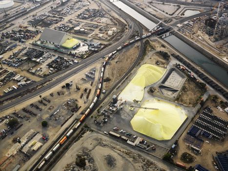 Aerial view of industrial storage facility in Los Angeles California.