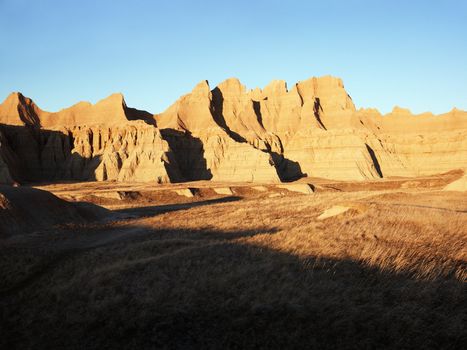 Landscape in Badlands National Park, South Dakota.