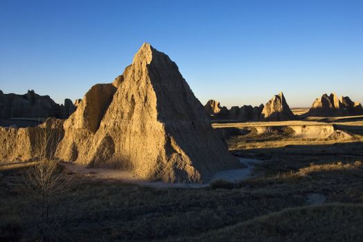 Landscape in Badlands National Park, South Dakota.