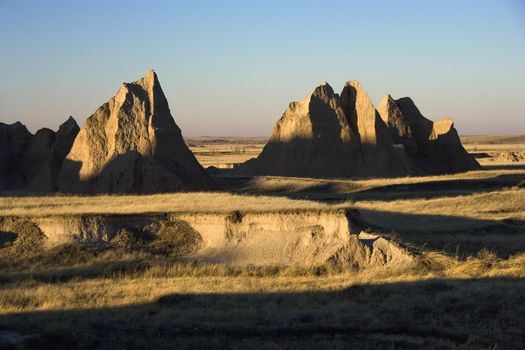 Landscape in Badlands National Park, South Dakota.