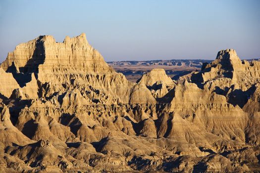 Landscape in Badlands National Park, South Dakota.