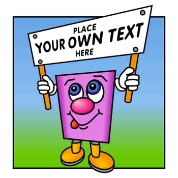 Funny guy 'Pinky' breaking the frame to show his banner with Your message.
The available vector file is *.eps format, compressed in a zip file. The different graphics can easily be moved or edited individually. The vector file is set up at letter/A4 size, but can be scaled to any size without loss of quality.
