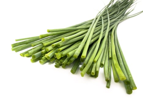 Aromatic fresh chives on white background