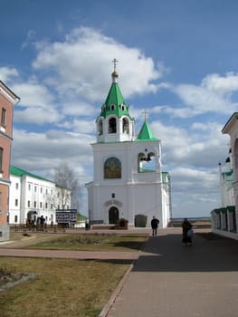 Temple, church, cathedral, religion, Orthodoxy, spirituality, architecture, domes, a cross, belief, pilgrimage, history, culture, an antiquity, Christianity, a belltower, the sky, clouds, Russia