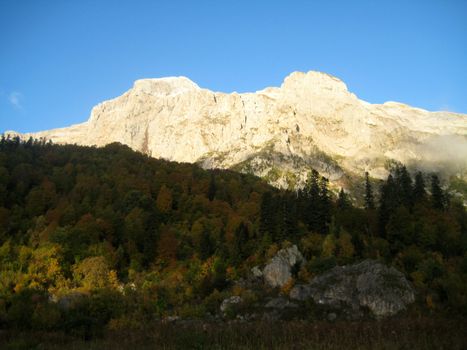 Mountains, caucasus, rocks, a relief, a landscape, wood, the nature, a panorama, a landscape, a ridge, top, breed, the sky, reserve, a pattern, a background, a kind, a structure, trees, a slope, peak, beauty, bright, a file, clouds