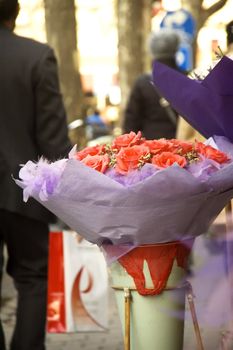 bounch of fresh flowers on shanghai  road  dof