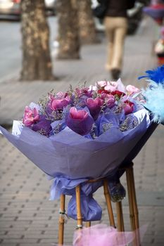 bounch of fresh flowers on shanghai  road  dof