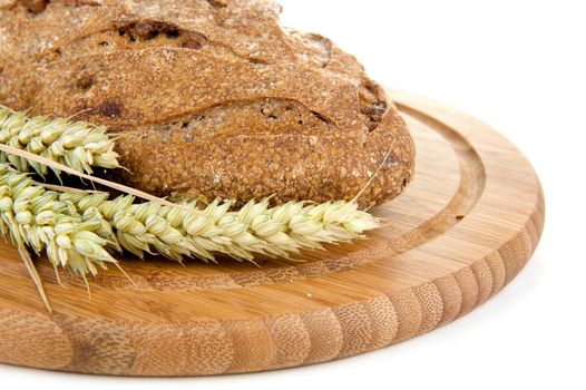nut bread and grain on a cutting board grain