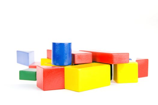 colorful building blocks on a white background