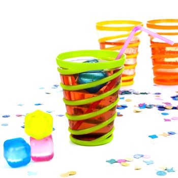 a glass with lemonade on a party