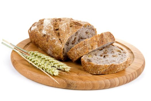 nut bread and grain on a cutting board grain
