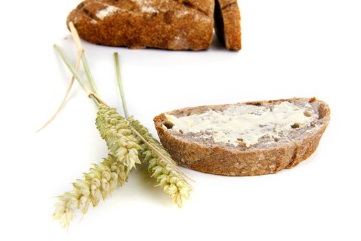 nut bread with butter and grain