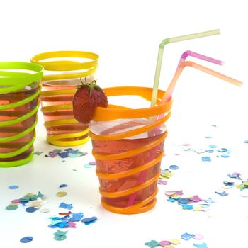 a glass with lemonade on a party