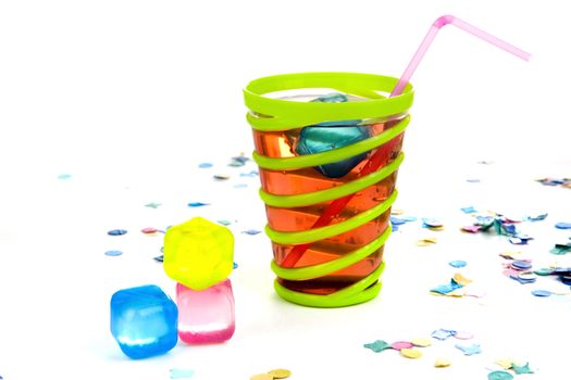 a glass with lemonade on a party