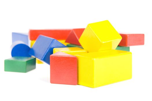 colorful building blocks on a white background