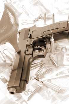 concept of prostitution or a female drugs or gun dealer