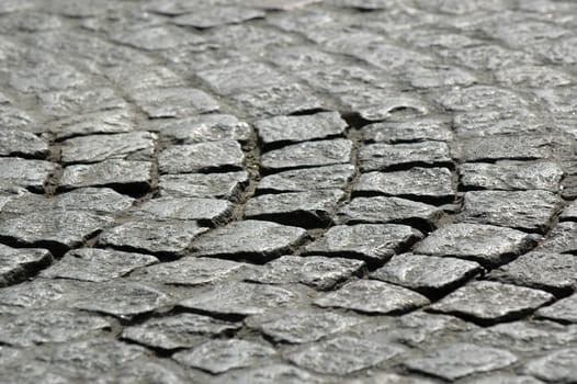 cobblestones in focus and blur