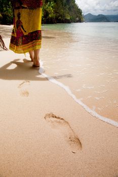 Walking on a beautiful beach