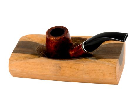 Beautiful pipe and wooden ashtray