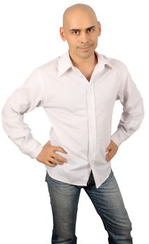 bold handsome man isolated over white