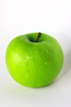 beautiful green apple on white background