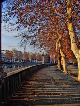 The bank of Mtikvari river in Tbilisi