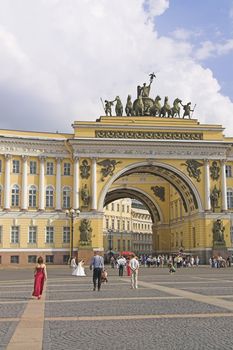 General Army Staff Building in Saint Petersburg, Russia. Classicism-epoch style.