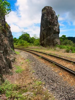 Robbs Monument along the Kuranda Scenic Railway at Barron Gorge National Park - Queensland, Australia. 